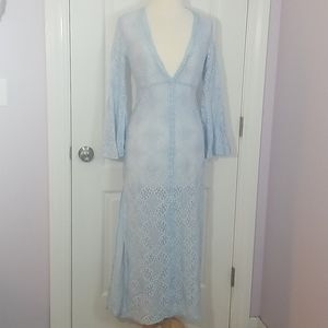 Baby Blue Stretch Sheer Lace Dress M